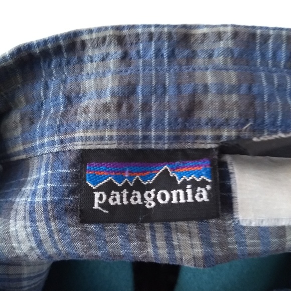 Patagonia Mens Blue Shirt Plaid Short Sleeve - Picture 6 of 7